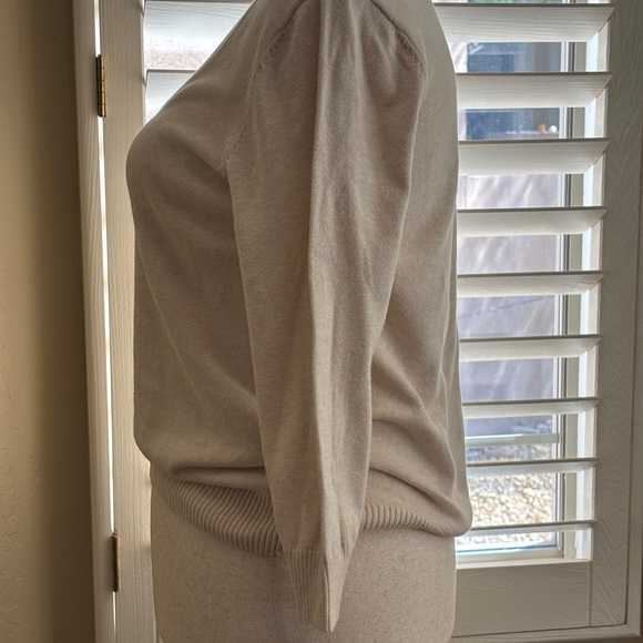 JEANNE PIERRE Women's Large Cream Sweater 100% Cotton Scoop Neck Classic Work - Picture 4 of 9